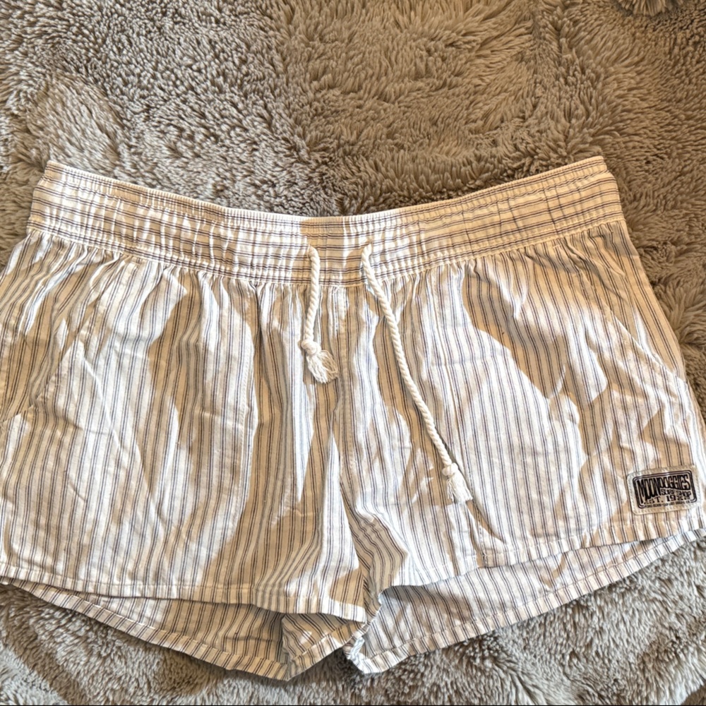 Moondoggies Striped White and Gray Shorts